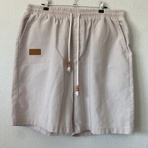 COOFANDY Linen Blend Shorts M Beige Mens Coastal Boho Drawstring Beach Casual